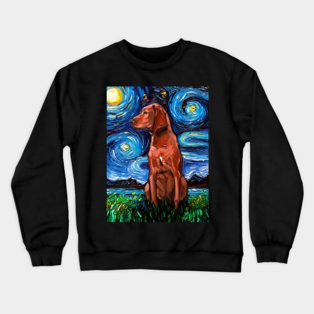 Redbone Coonhound Night Crewneck Sweatshirt by sagittariusgallery